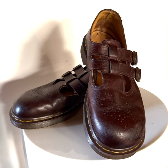 Dr. Martens Brown Leather 8065 Mary Janes Shoes - Picture 2 of 14